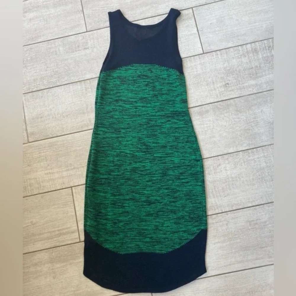 John & Jenn fitted dress Green and Navy Blue
